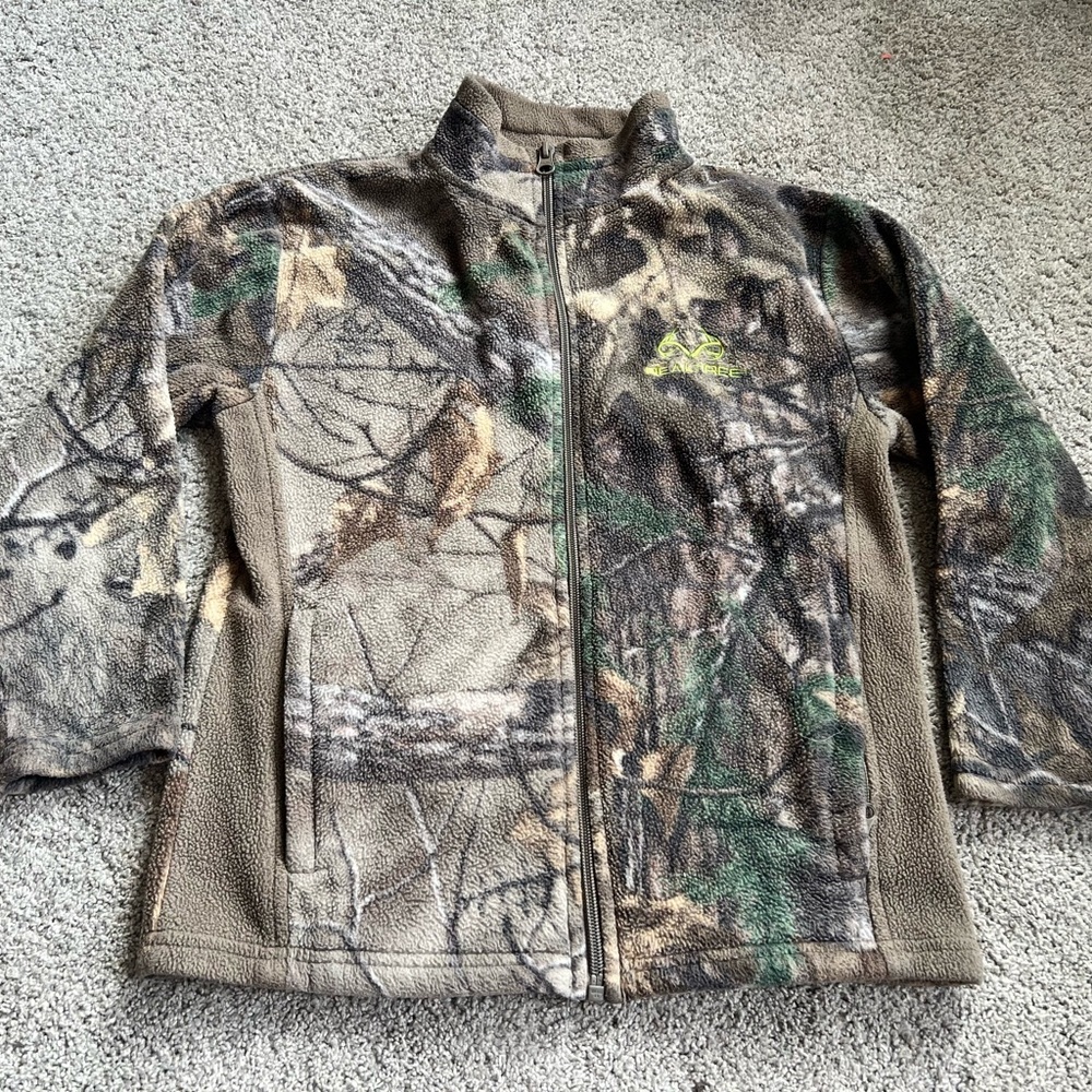 RealTree Camo Boys Size S 6/7 Fleece Zip Up Jacket Hunting Size Kids